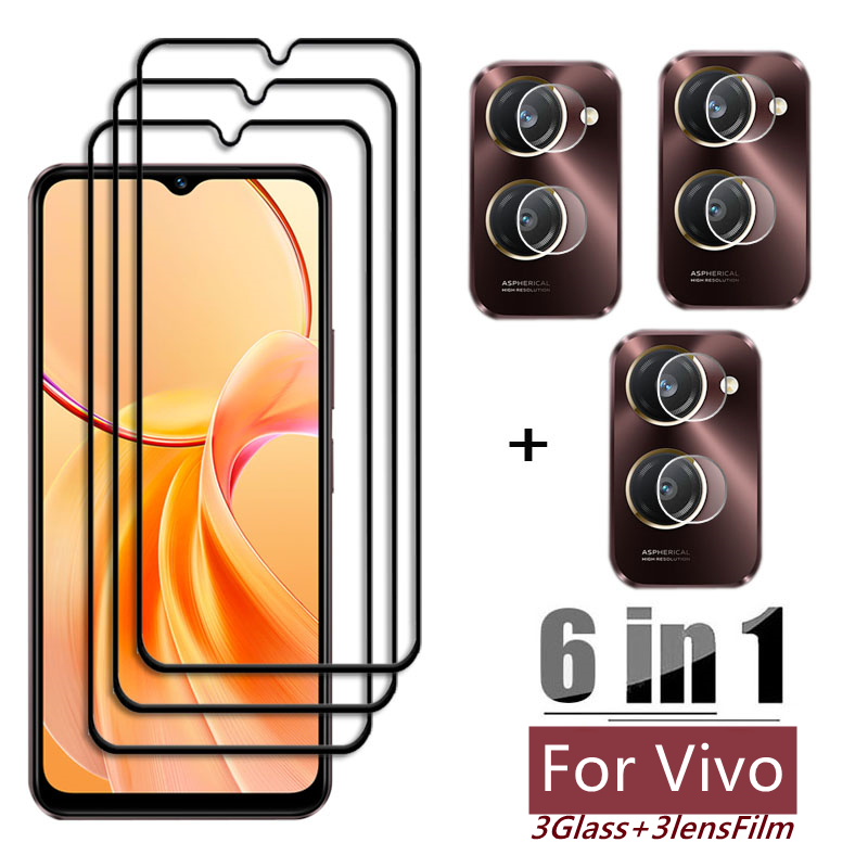 Vivo Y28 - กระจก6in1สำหรับ VIVO Y28s กระจกนิรภัยป้องกันเต็มพื้นที่ Vivo ฟิล์มกันรอยหน้าจอ