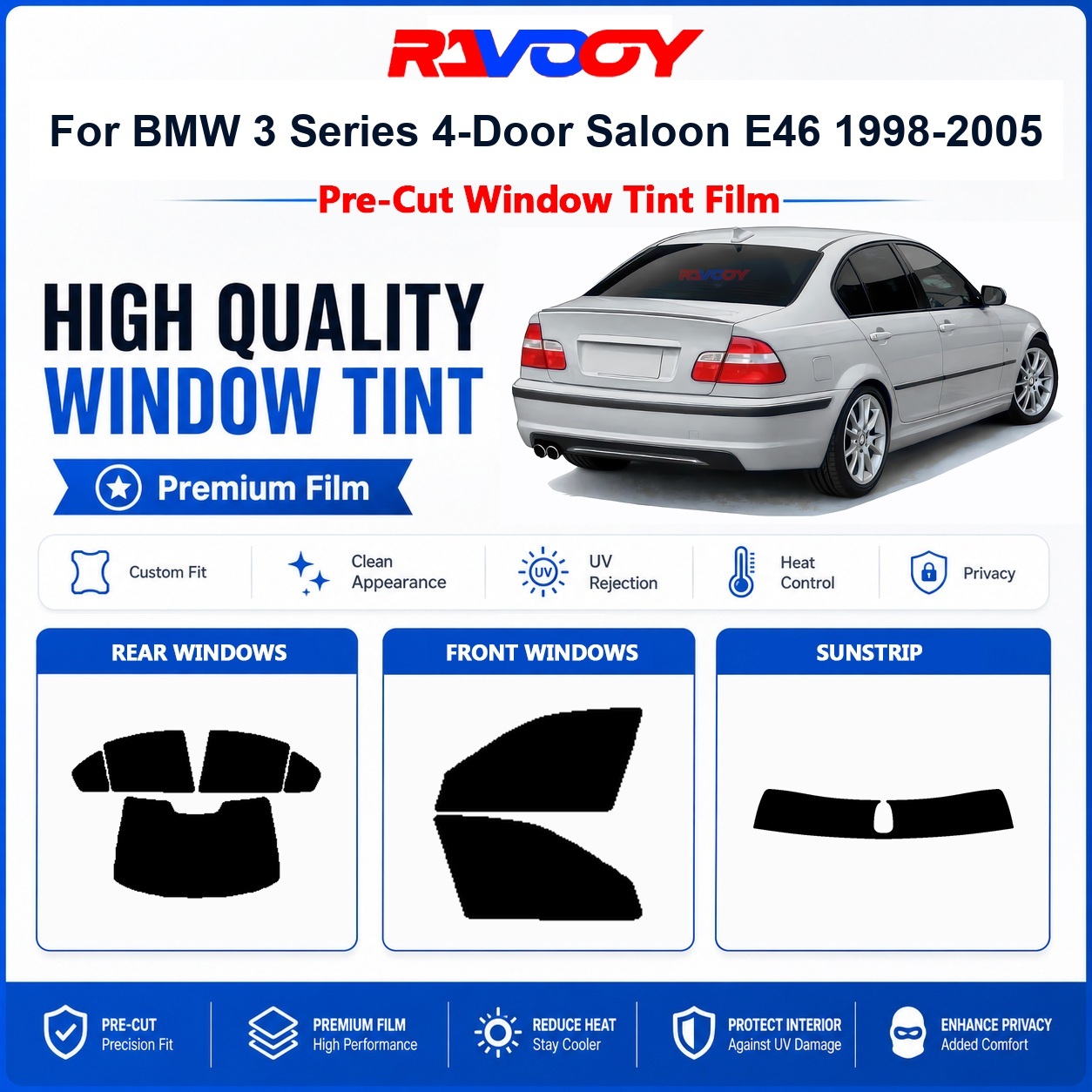 Privacy Screen Protector - ฟิล์มกรองแสงพรีเมียมสำเร็จรูปสำหรับรถยนต์ BMW ซีรีส์ 3 รุ่น 4