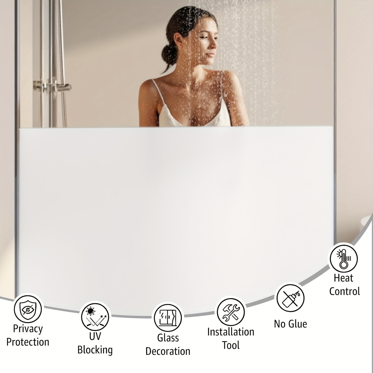 Privacy Screen Protector - ฟิล์มติดกระจกกันมองเห็นสีขาวแบบด้าน ติดตั้งง่ายไม่ต้องใช้กาว ควบคุมความร้อน โปร่งแสง ถอดออกได้ เหมาะสำหรับกระจกในบ้าน
