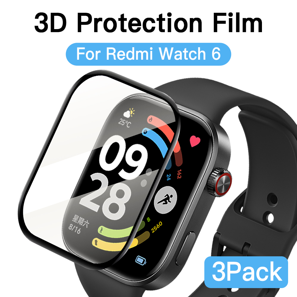 Anti Blue Light Film - 3 แพ็ค 3D ซอฟท์ฟิล์มกันรอยหน้าจอสำหรับเสี่ยวมี่ เรดมี่ วอทช์